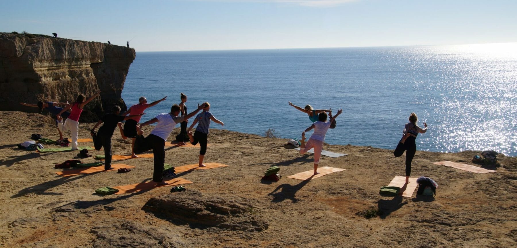 Outdoor yoga places on the cliffs around Baia Cristal